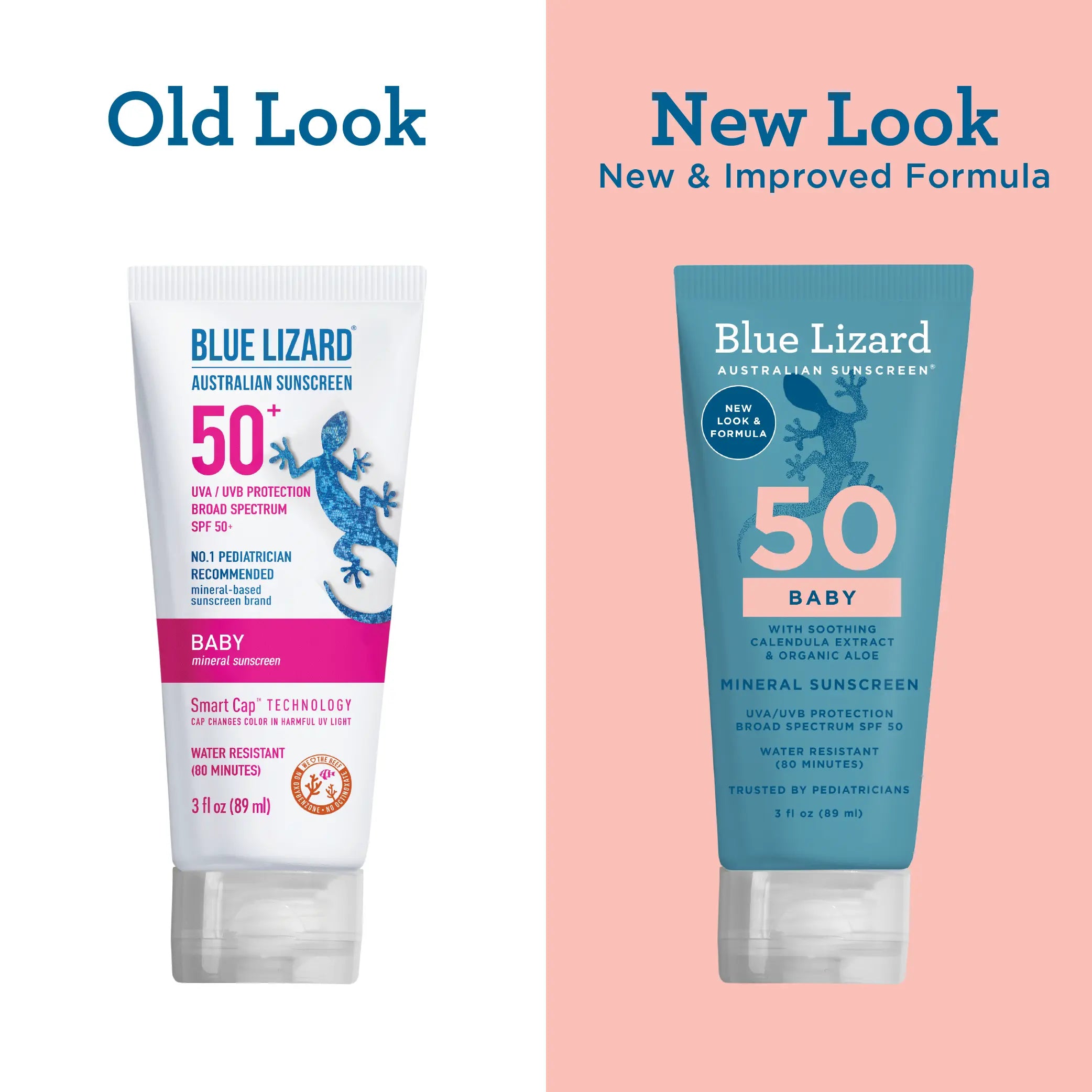 Blue Lizard mineral sunscreen SPF 50 baby 3oz tube lotion old and new design