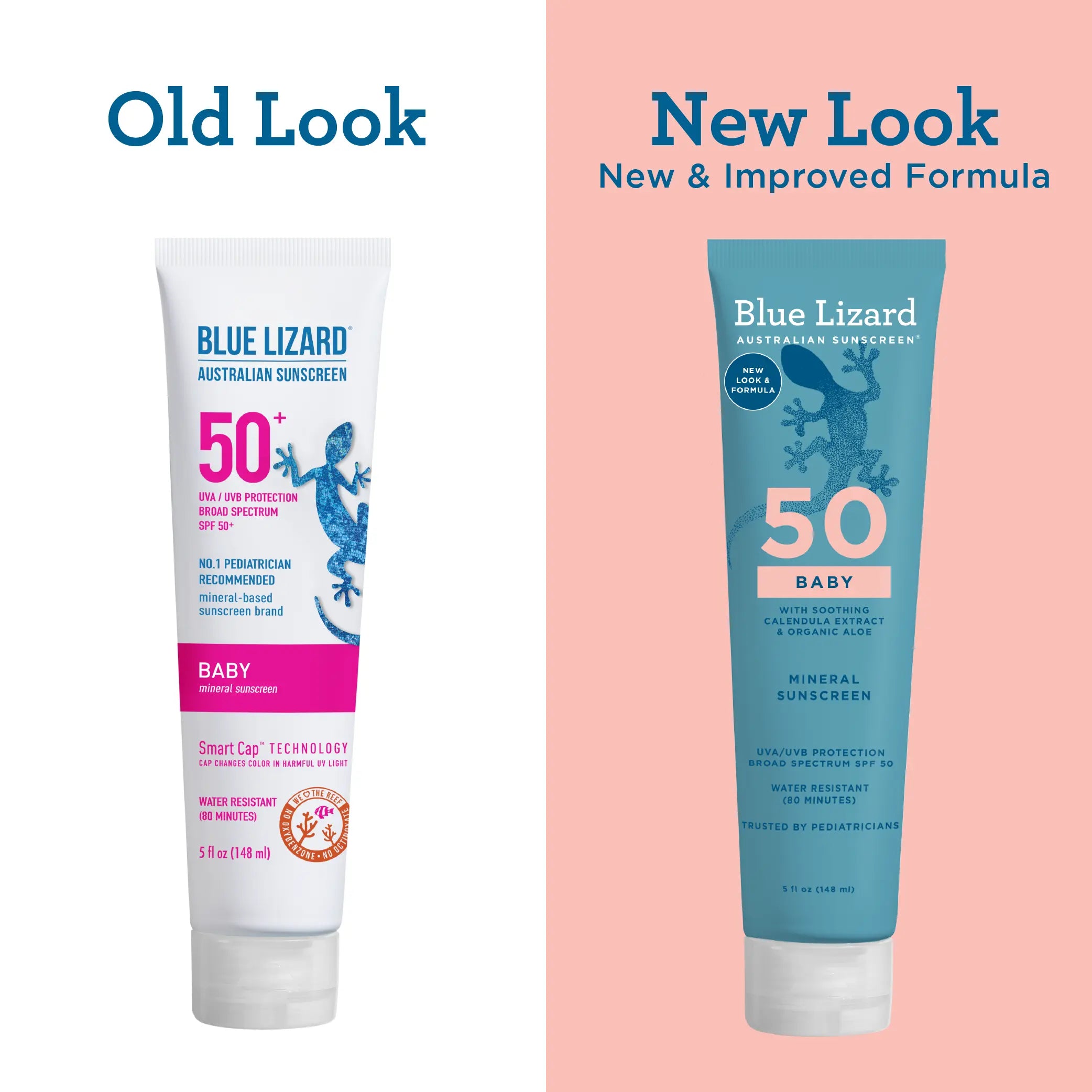 Blue Lizard mineral sunscreen SPF 50 baby 5oz tube lotion old and new design
