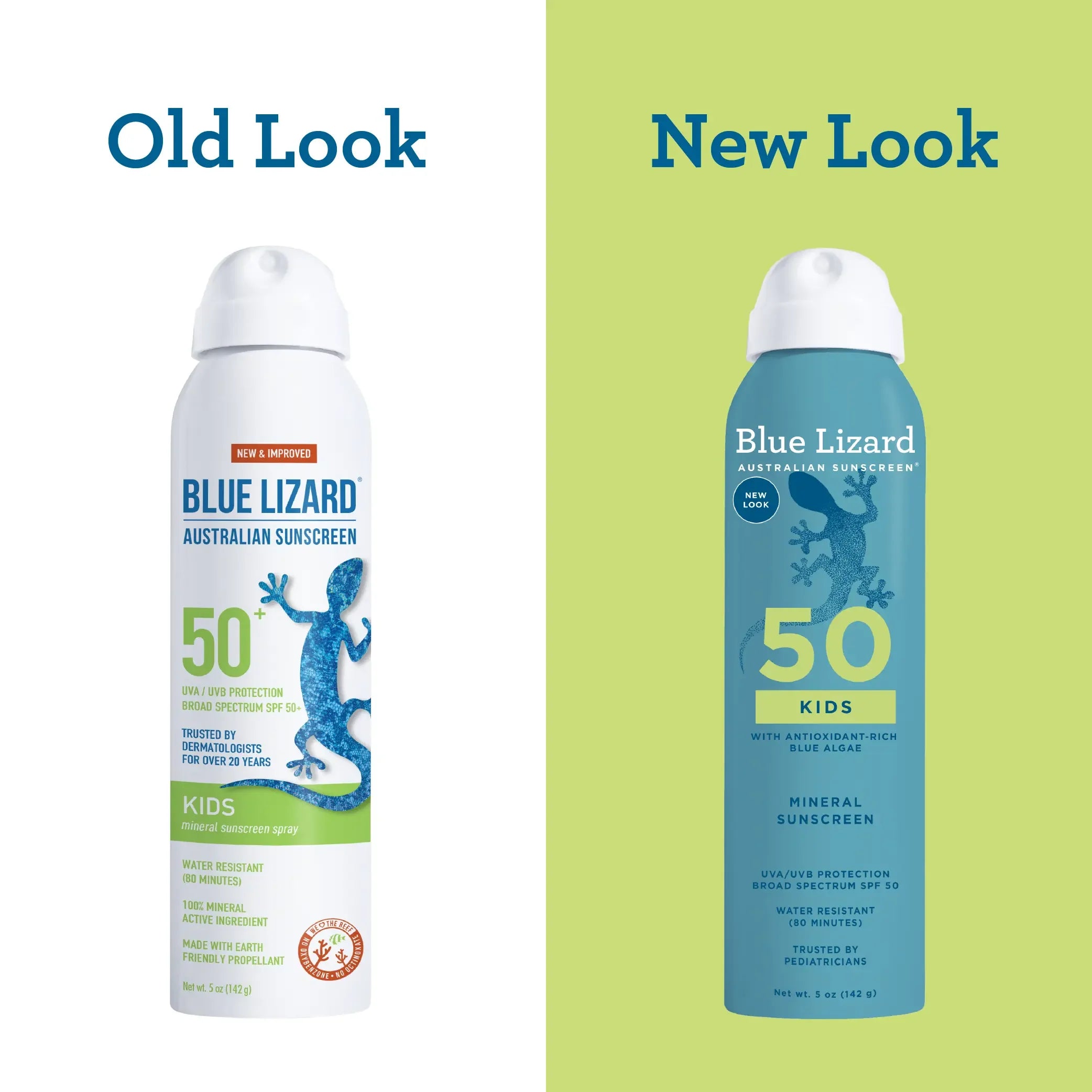 Blue Lizard mineral sunscreen SPF 50 kids spray old and new design