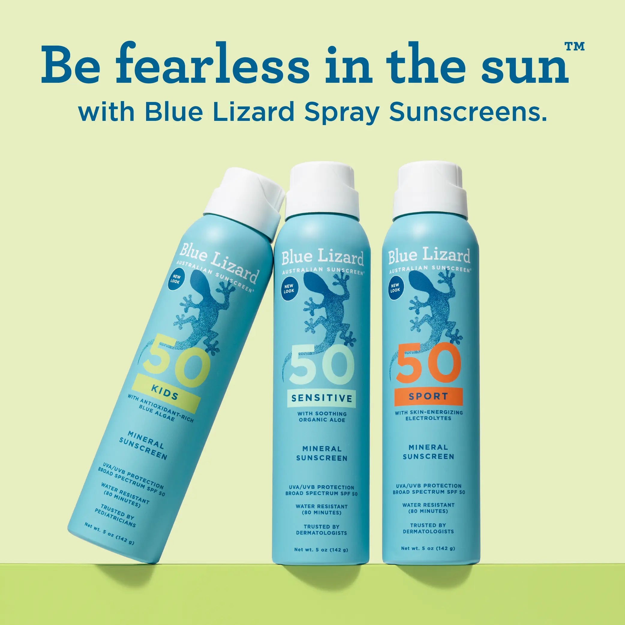 Blue Lizard mineral sunscreen SPF 50 spray collection