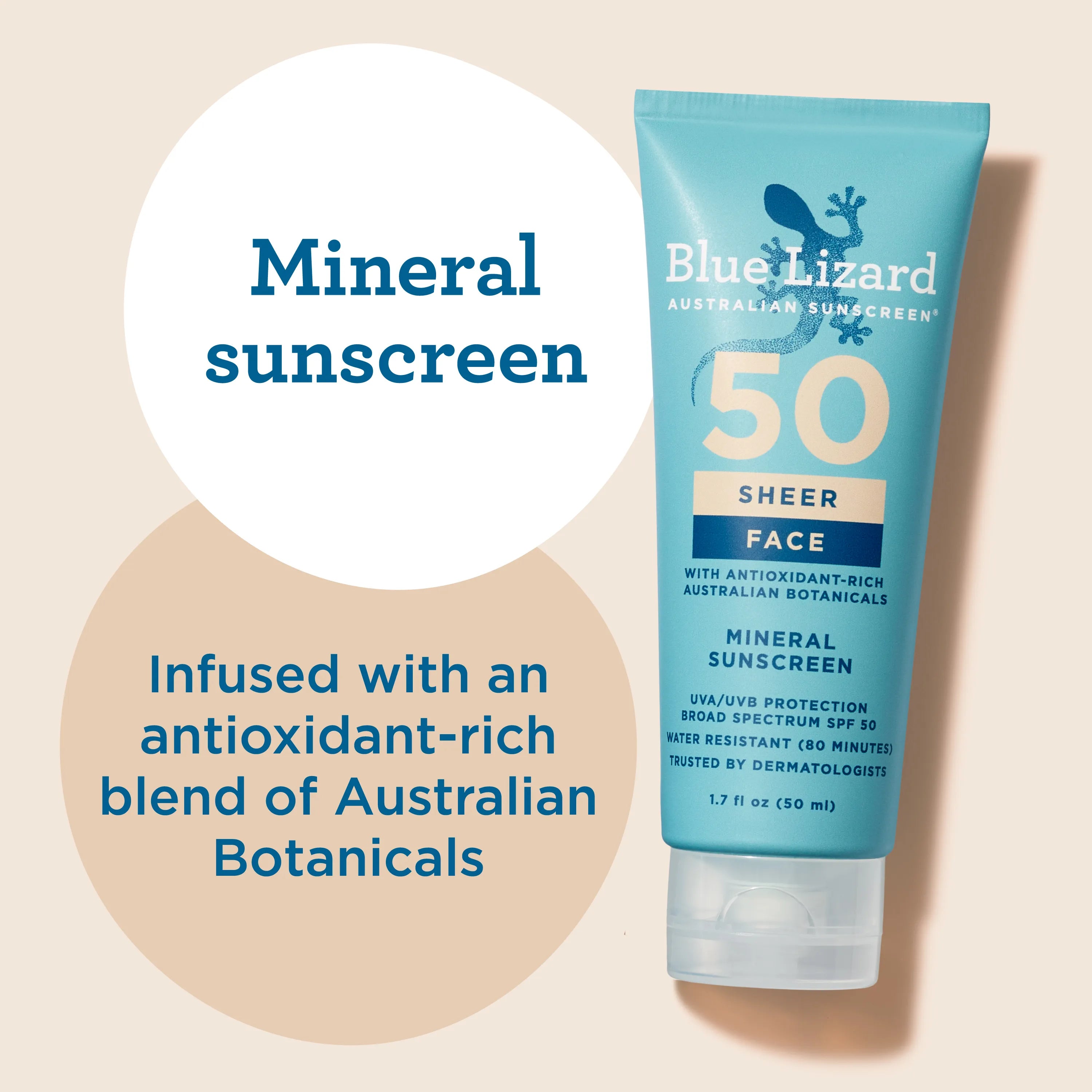 Blue Lizard Sheer Face Mineral SPF 50 Sunscreen Lotion