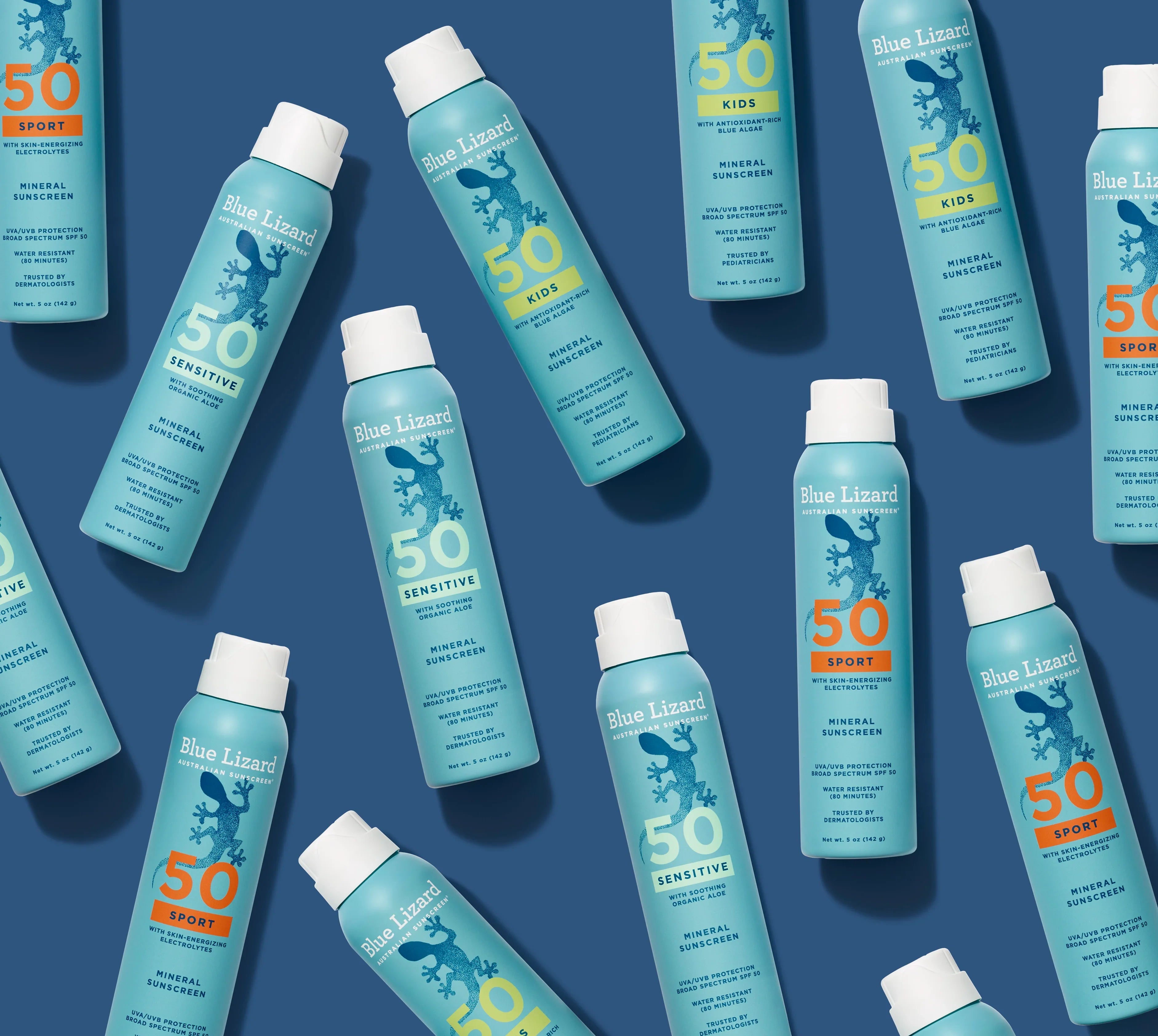 Blue Lizard mineral sunscreen SPF 50 spray collection