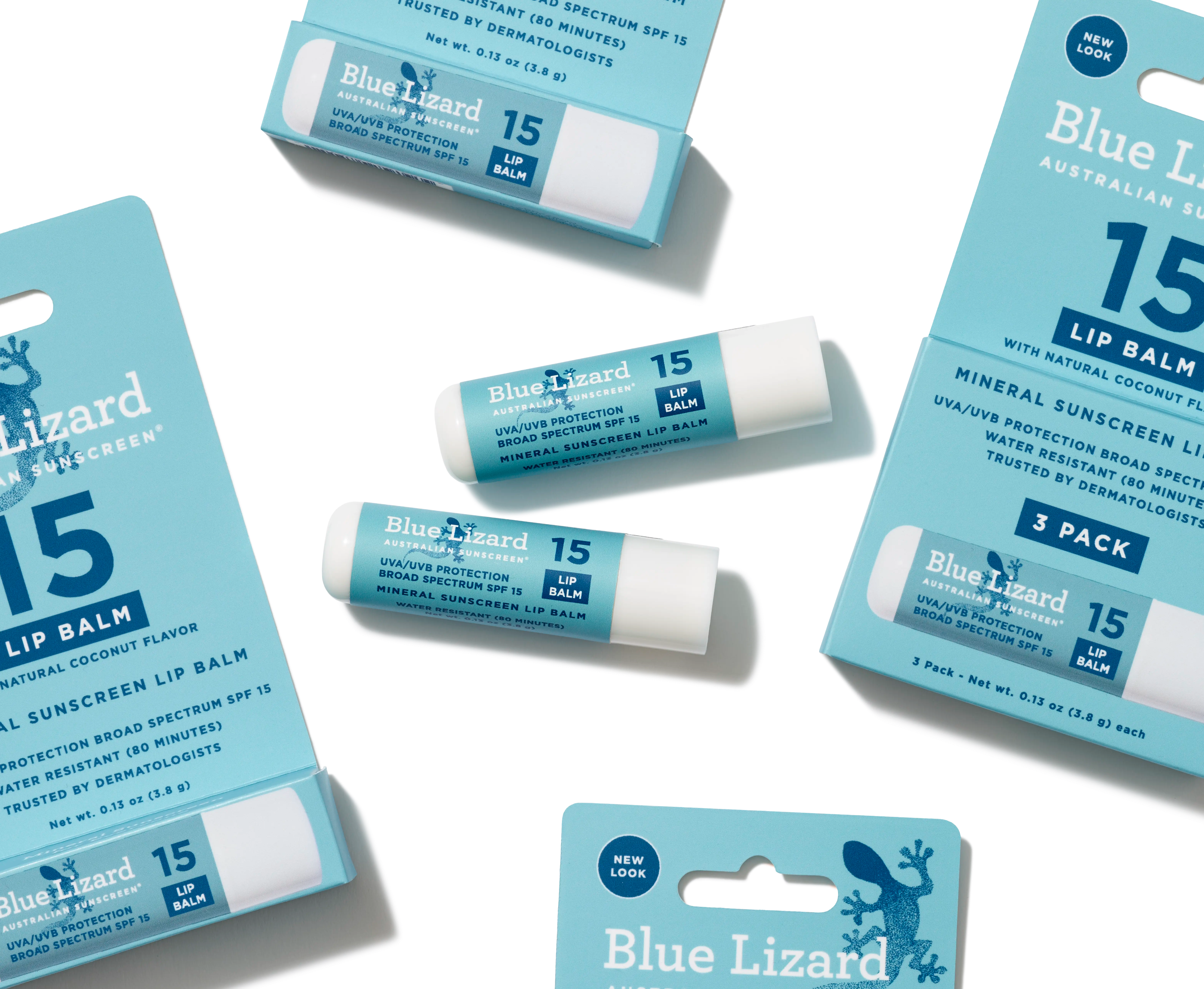 Blue Lizard mineral sunscreen SPF 15 lip balms