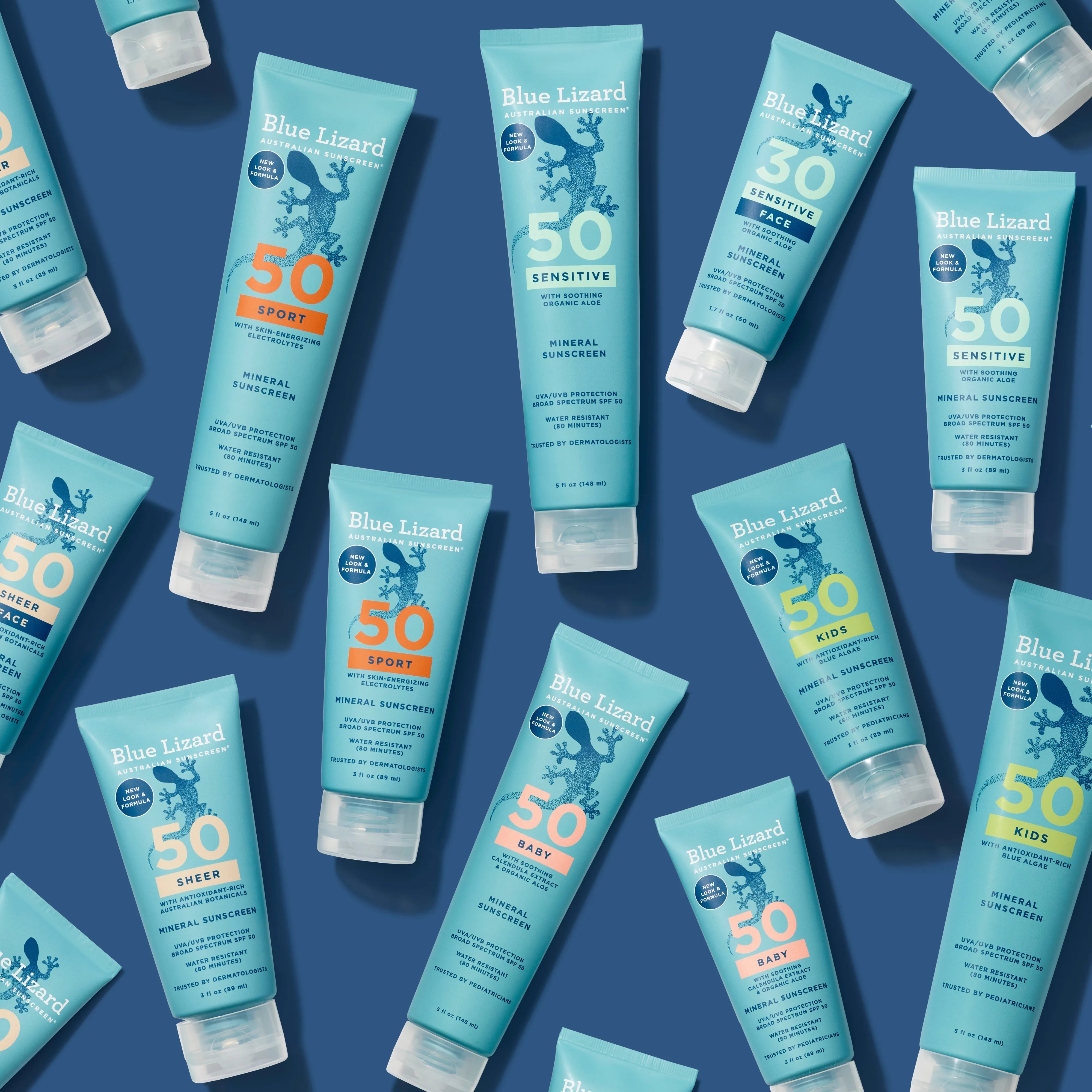 Blue Lizard mineral sunscreen lotion collection