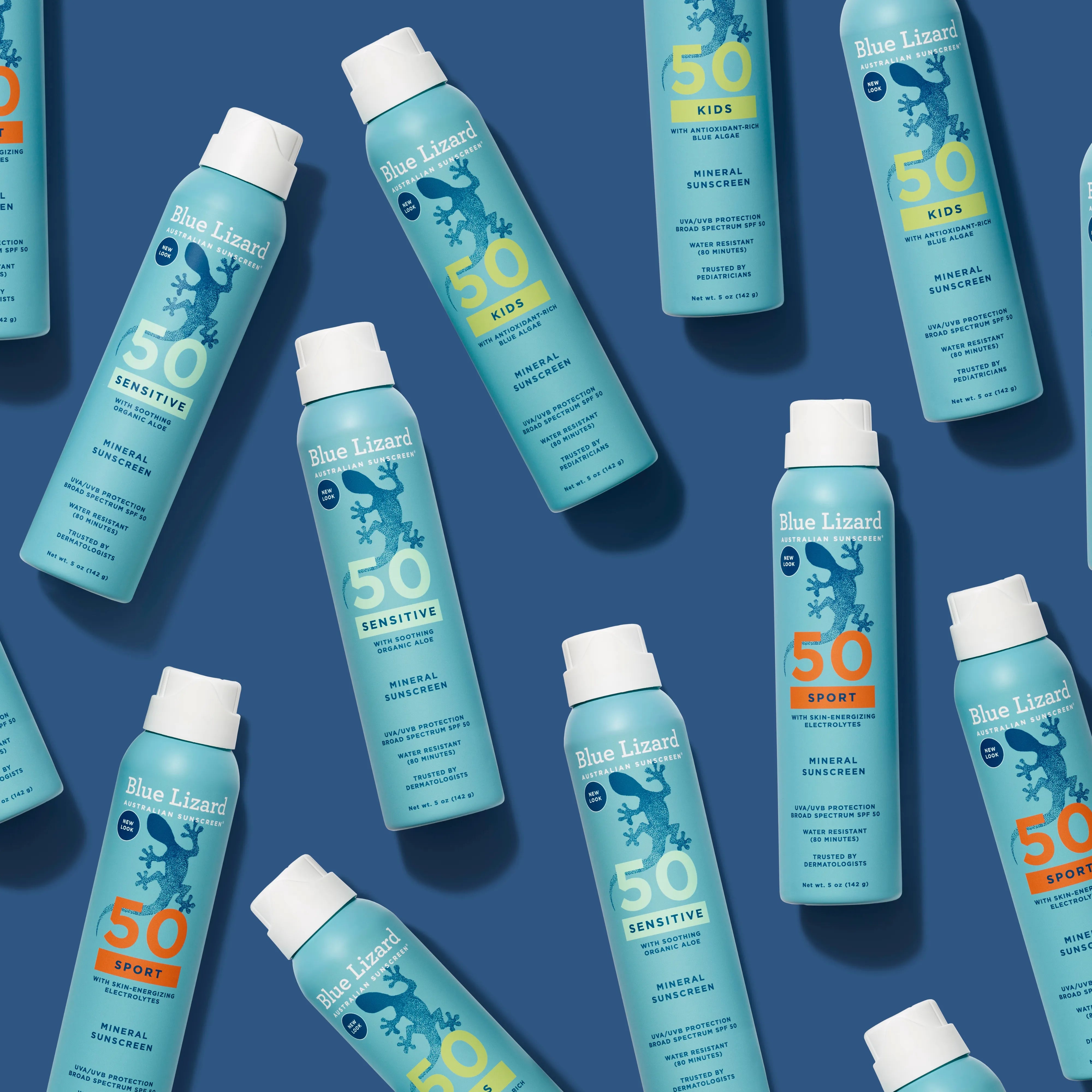 Blue Lizard mineral sunscreen SPF 50 spray collection