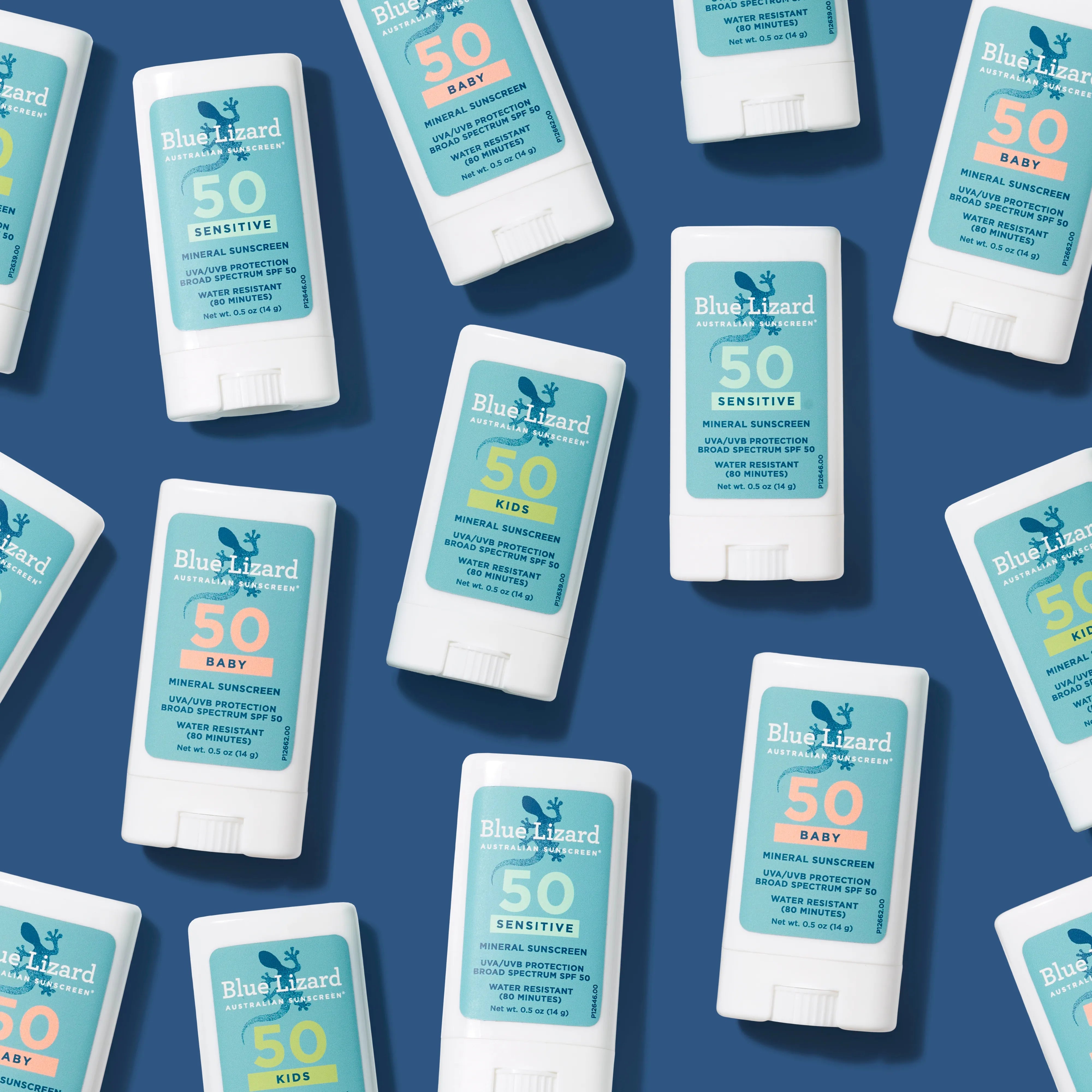 Blue Lizard mineral sunscreen SPF 50 stick collection