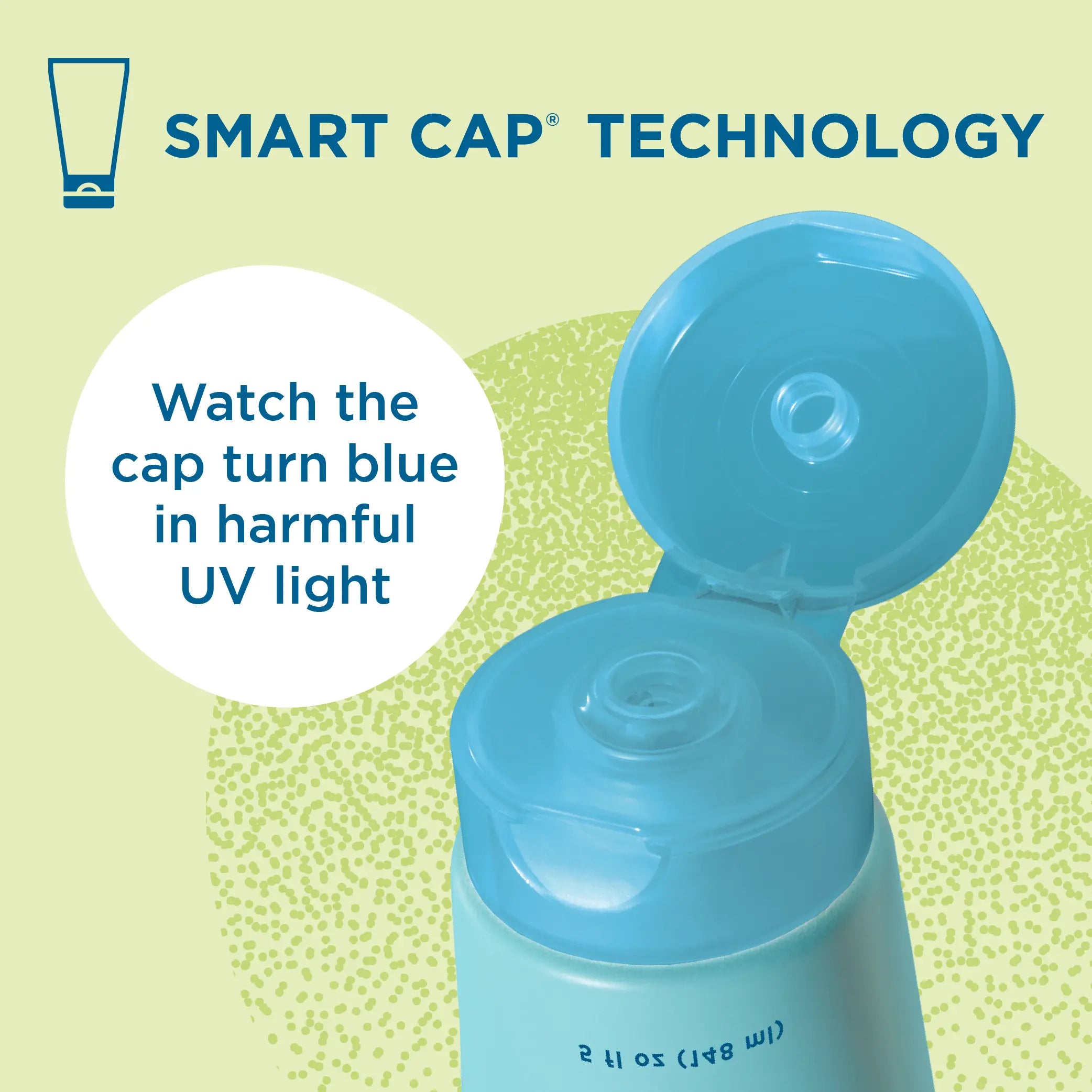 Blue Lizard Smart cap technology: cap turns blue in harmful UV light