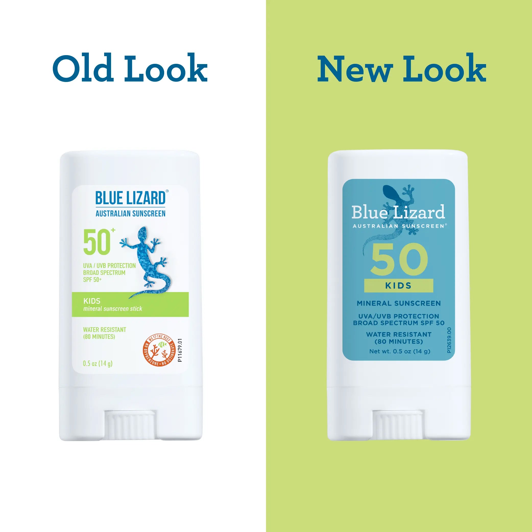 Blue Lizard mineral sunscreen SPF 50 kids stick old and new design