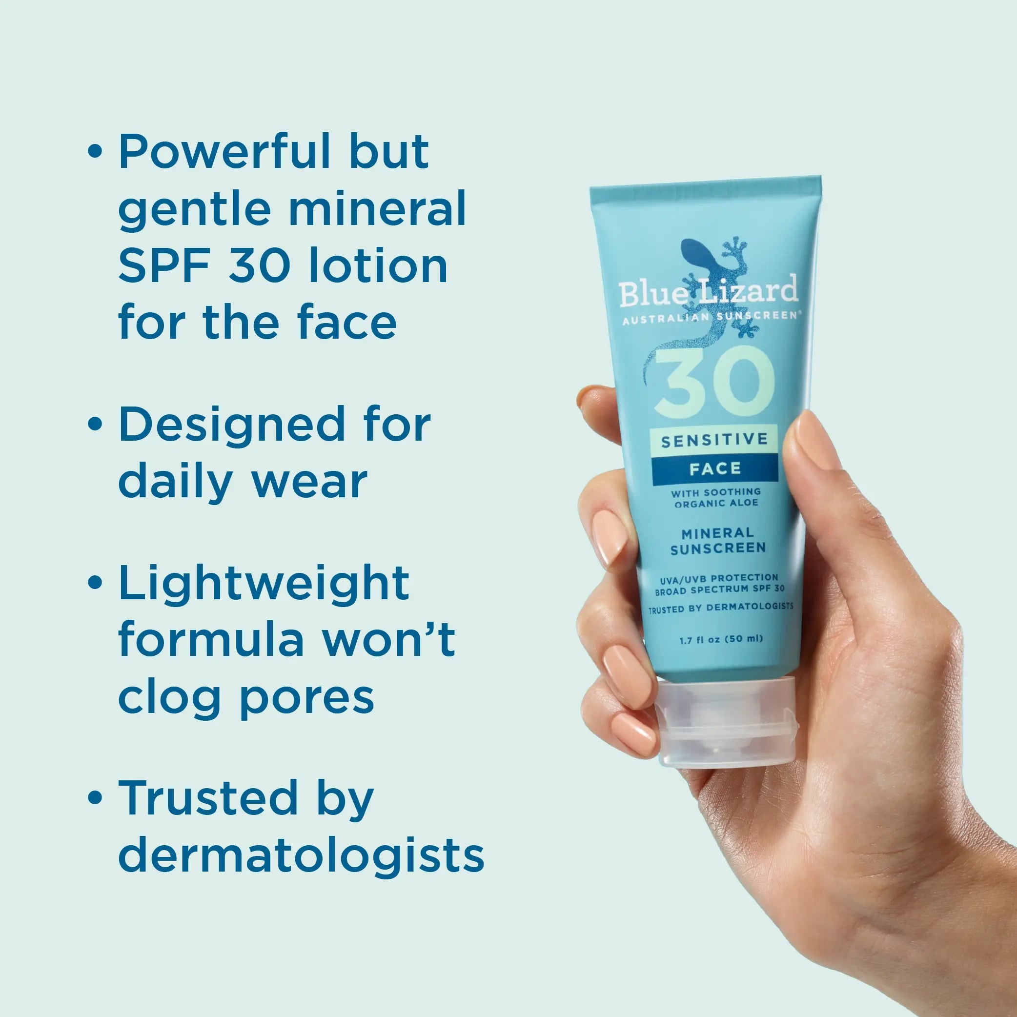 Blue Lizard mineral sunscreen SPF 30 sensitive face lotion and its benefits