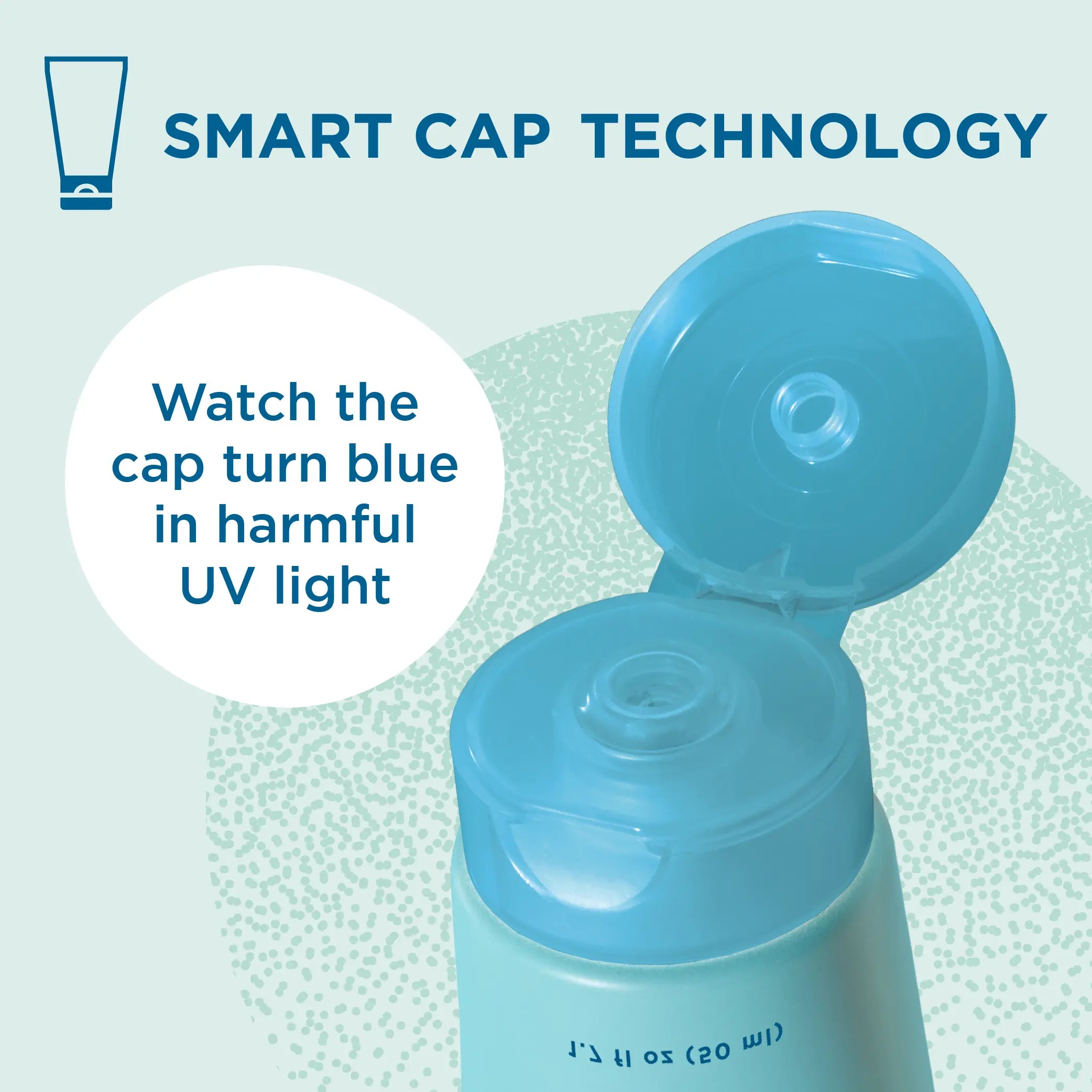 Blue Lizard Smart cap technology: cap turns blue in harmful UV light