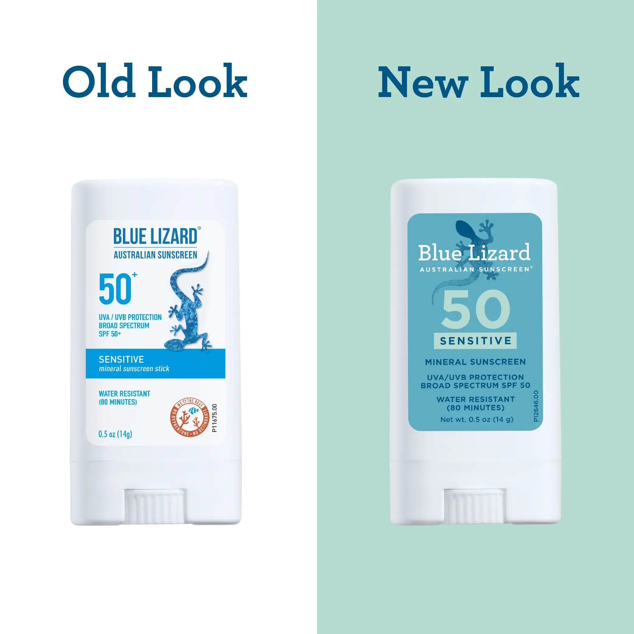 Blue Lizard mineral sunscreen SPF 50 sensitive stick old and new design