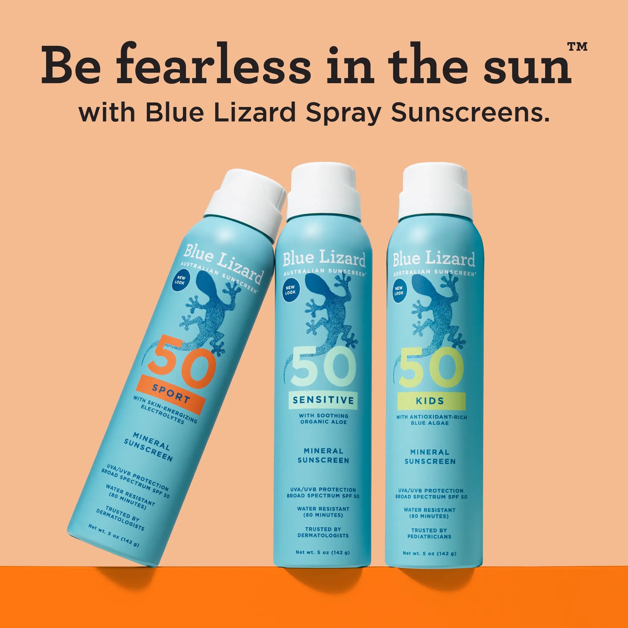 Blue Lizard mineral sunscreen SPF 50 spray collection