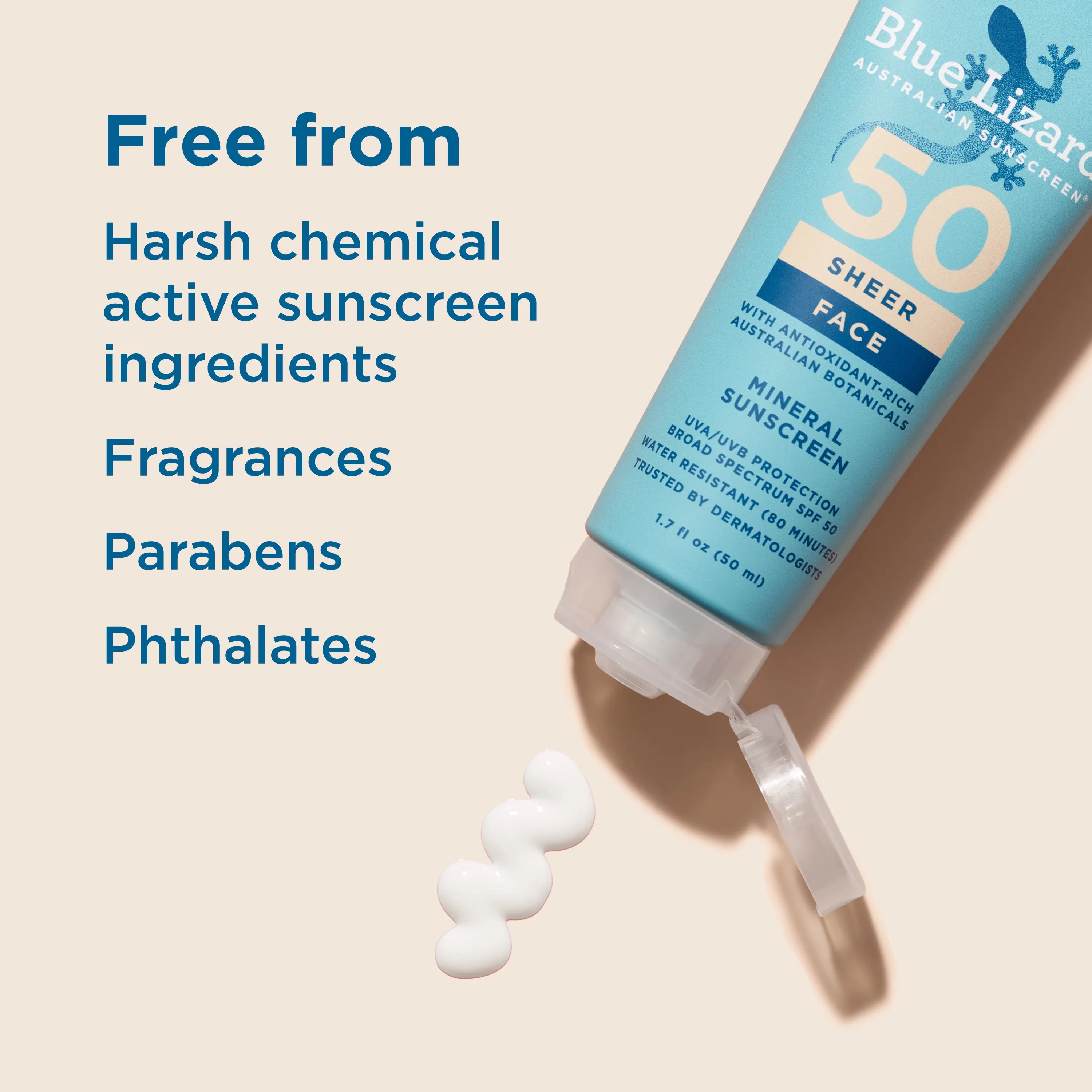 Blue Lizard Sheer Face Mineral SPF 50 Sunscreen Lotion